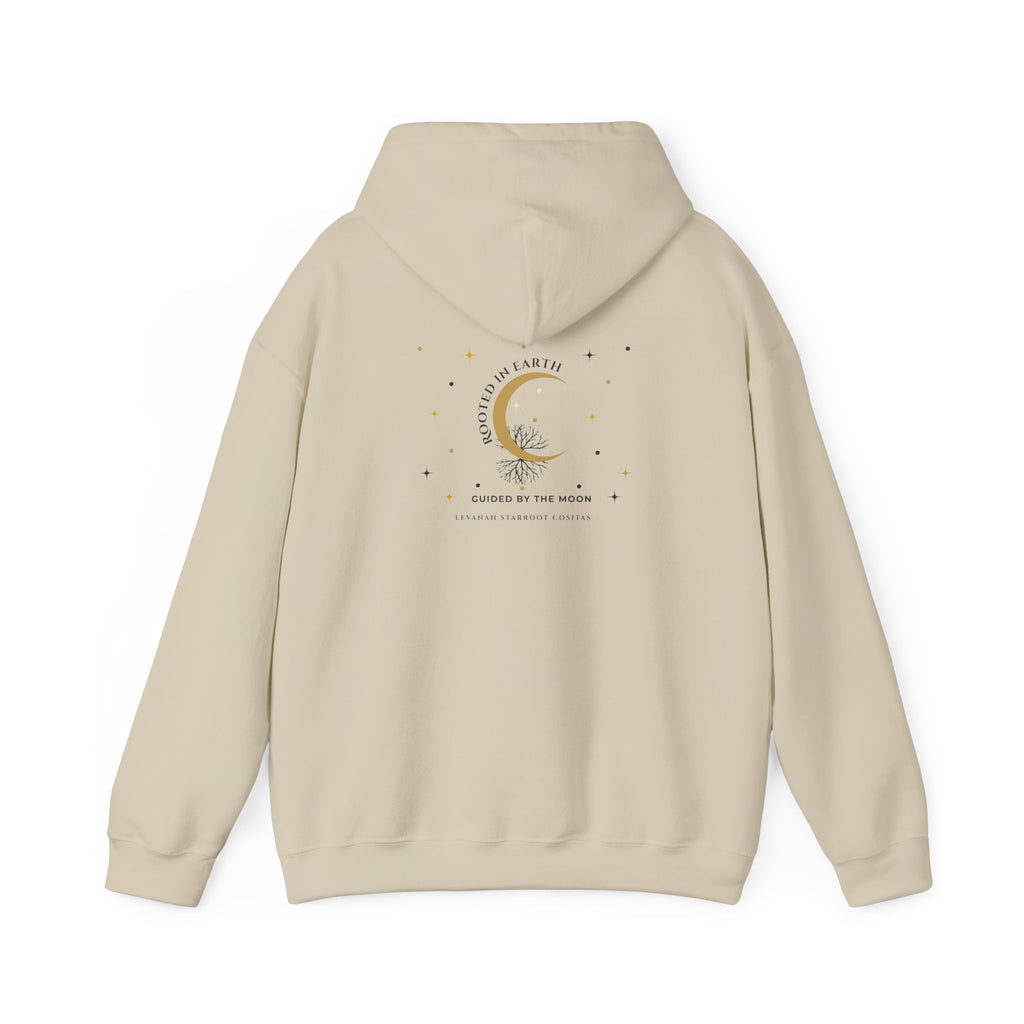 Celestial Moon & Star Hoodie — 'Levanah Starroot' Elegant Astrology Sweatshirt