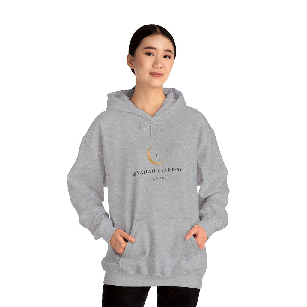 Celestial Moon & Star Hoodie — 'Levanah Starroot' Elegant Astrology Sweatshirt