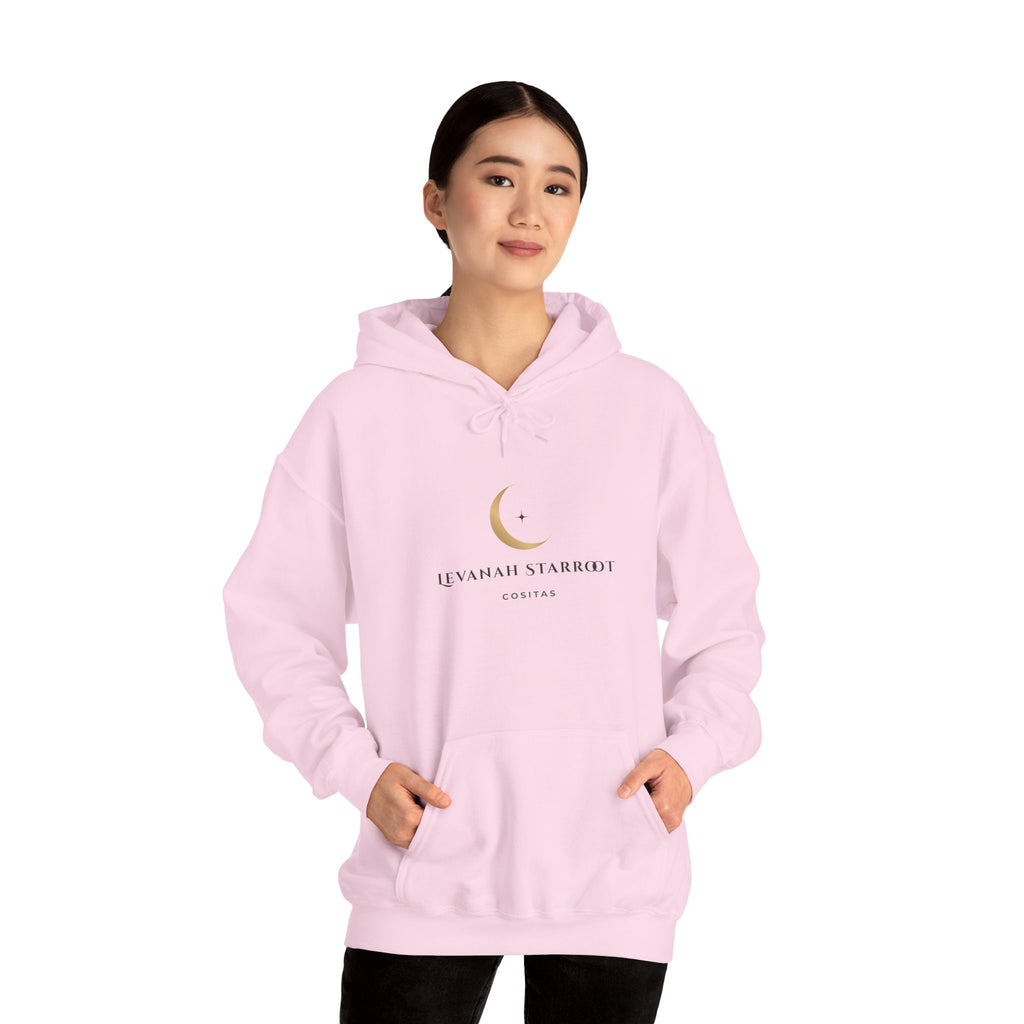 Celestial Moon & Star Hoodie — 'Levanah Starroot' Elegant Astrology Sweatshirt