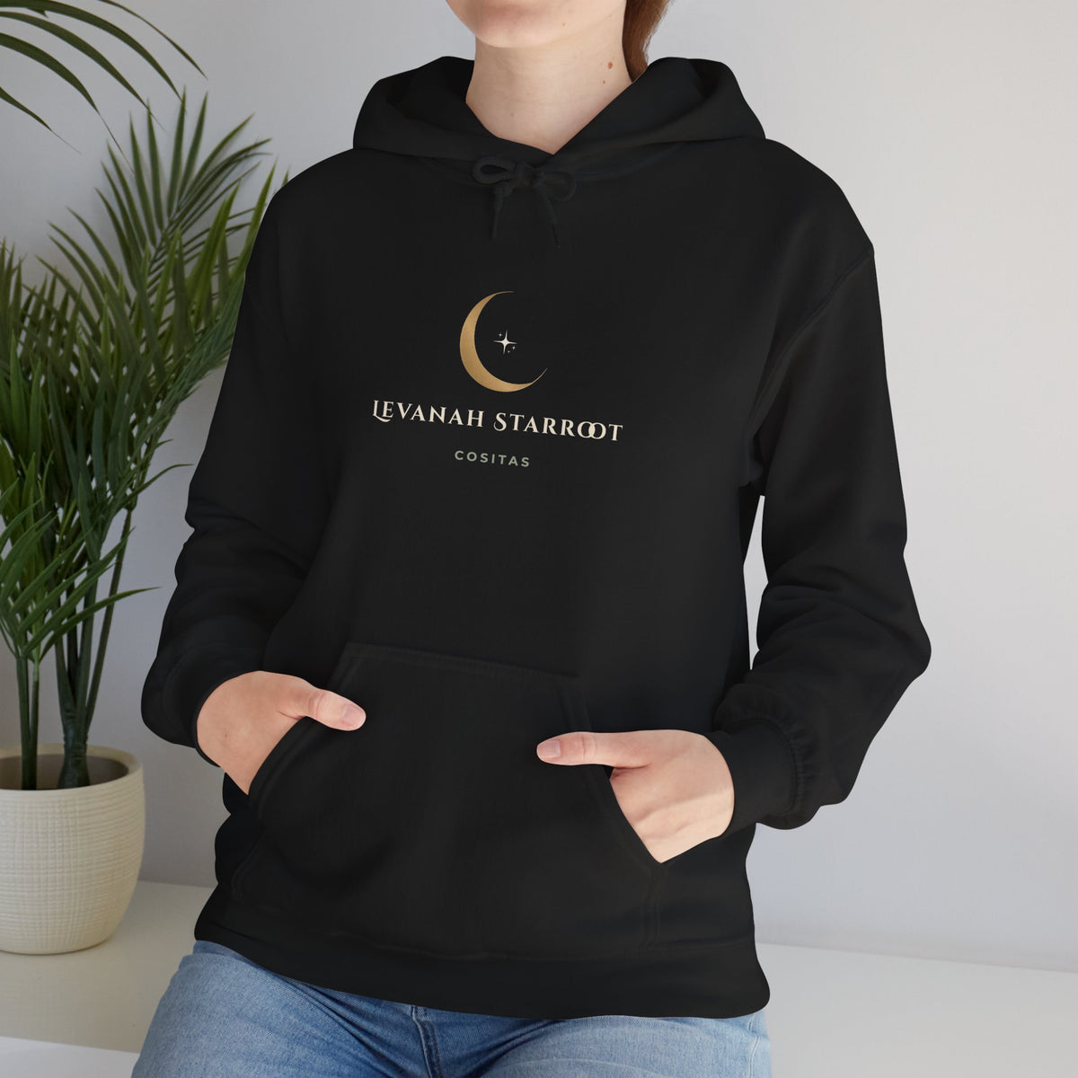 Celestial Moon Hoodie — 'Levanah Starrot' Crescent Moon Graphic Hoodie