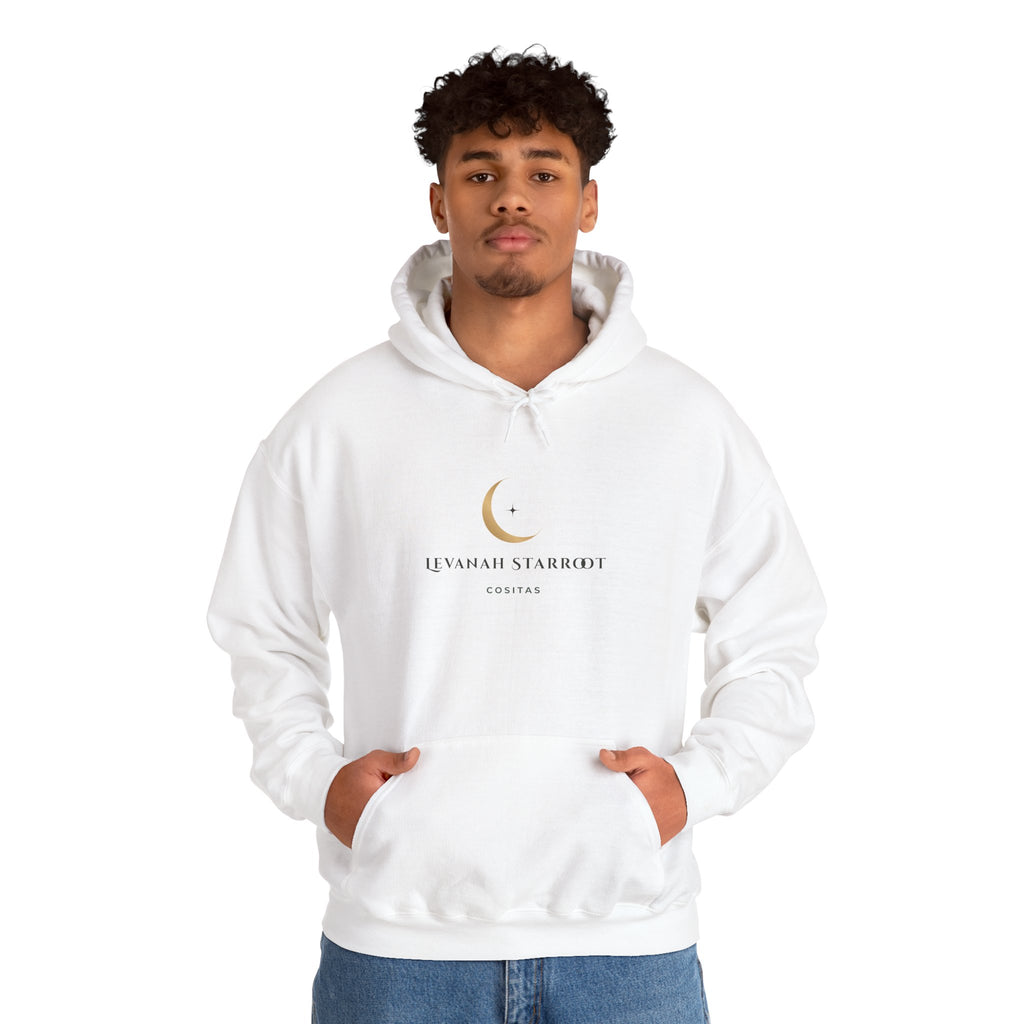 Celestial Moon & Star Hoodie — 'Levanah Starroot' Elegant Astrology Sweatshirt
