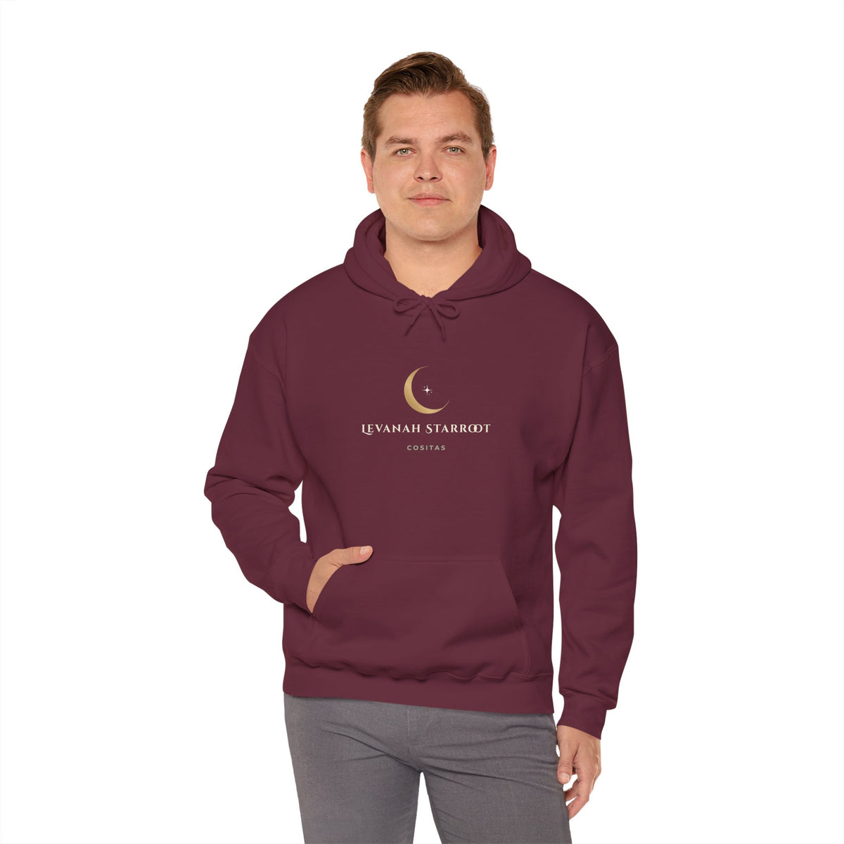 Celestial Moon Hoodie — 'Levanah Starrot' Crescent Moon Graphic Hoodie