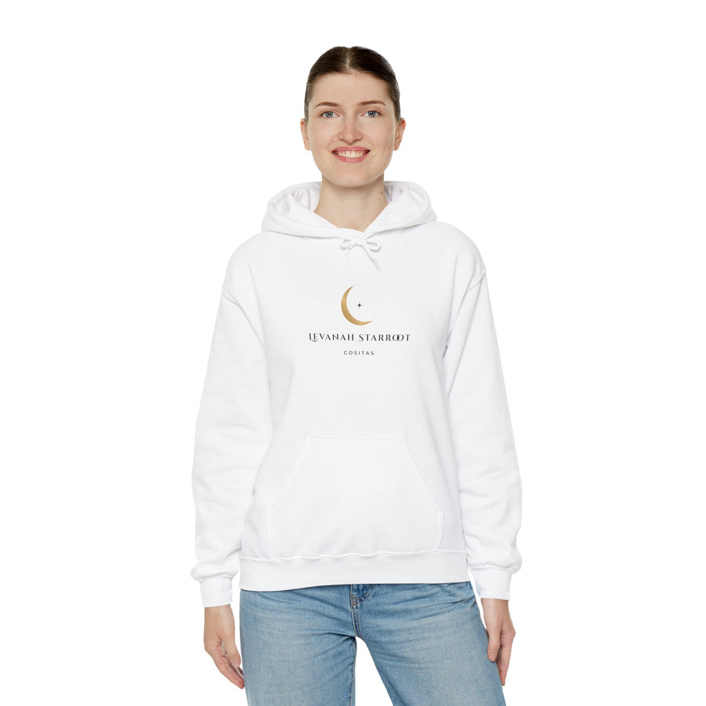 Celestial Moon & Star Hoodie — 'Levanah Starroot' Elegant Astrology Sweatshirt