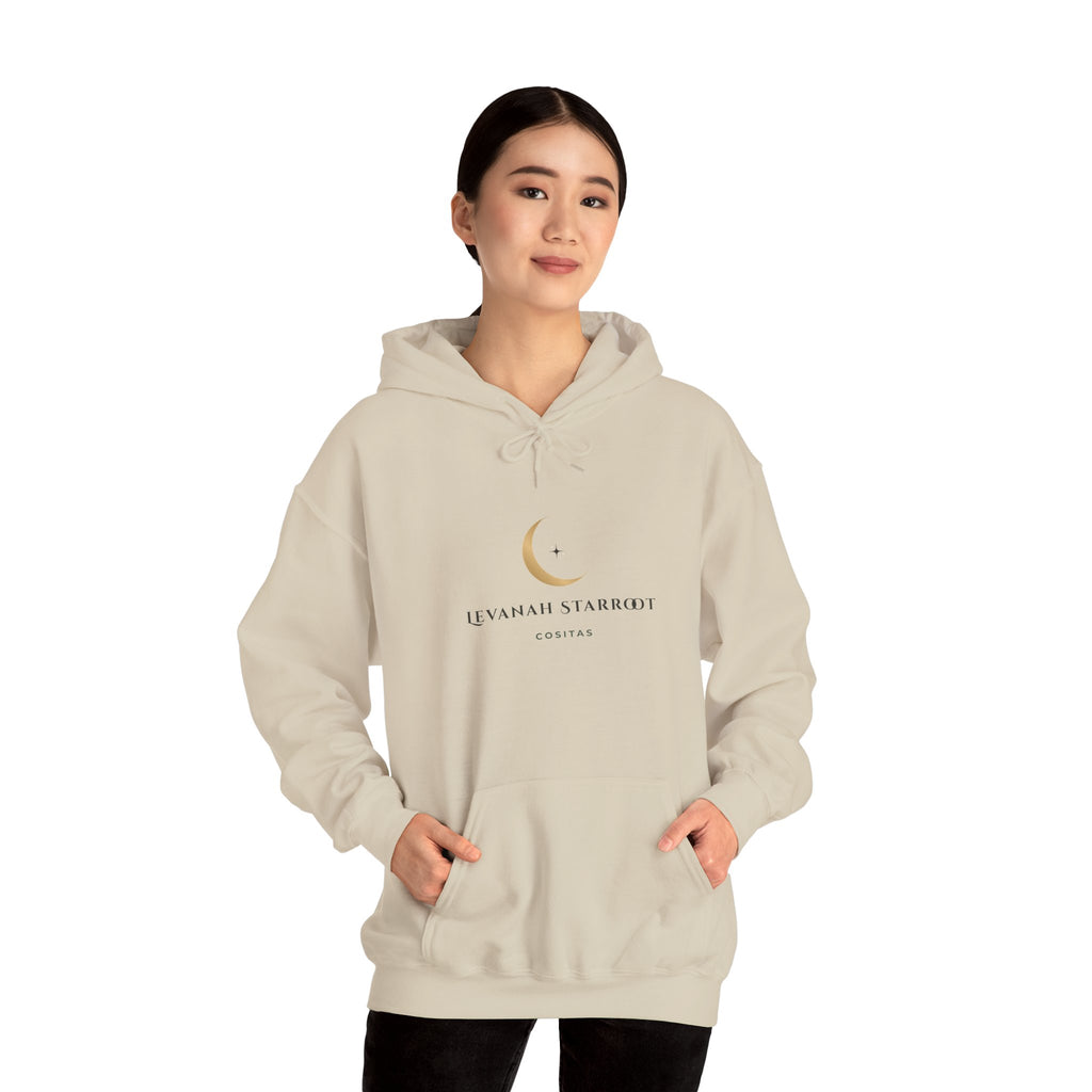 Celestial Moon & Star Hoodie — 'Levanah Starroot' Elegant Astrology Sweatshirt
