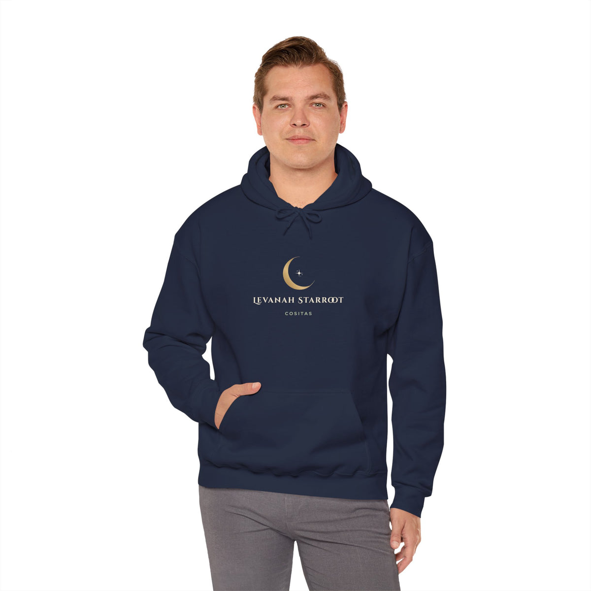 Celestial Moon Hoodie — 'Levanah Starrot' Crescent Moon Graphic Hoodie
