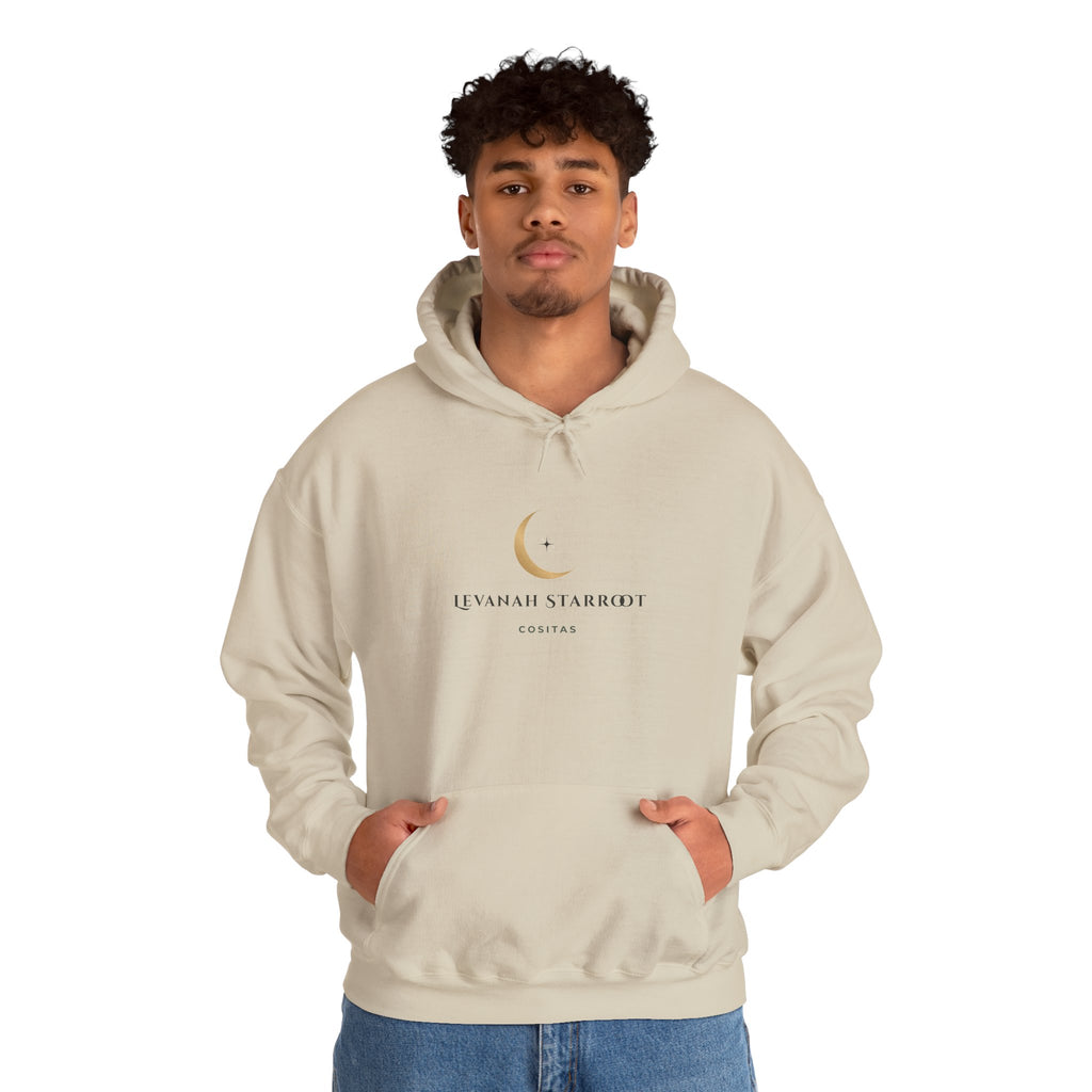 Celestial Moon & Star Hoodie — 'Levanah Starroot' Elegant Astrology Sweatshirt