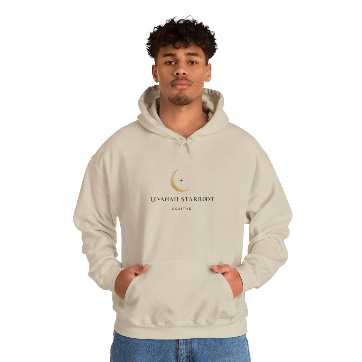 Celestial Moon & Star Hoodie — 'Levanah Starroot' Elegant Astrology Sweatshirt