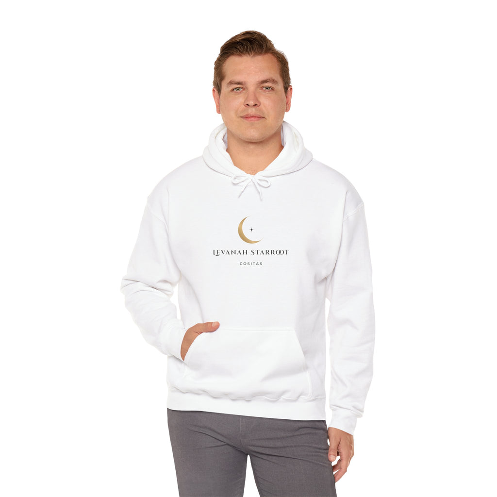 Celestial Moon & Star Hoodie — 'Levanah Starroot' Elegant Astrology Sweatshirt