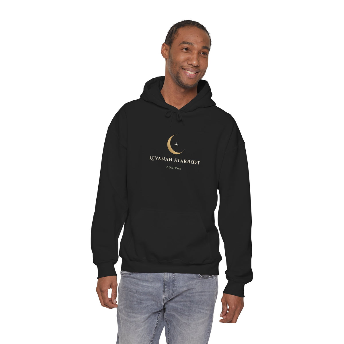 Celestial Moon Hoodie — 'Levanah Starrot' Crescent Moon Graphic Hoodie