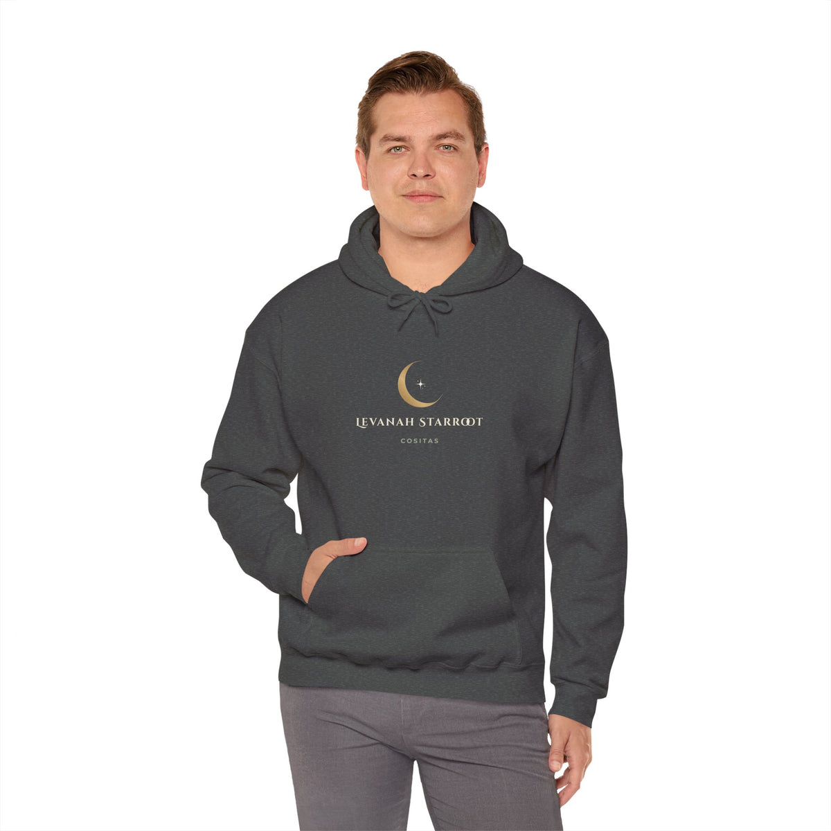 Celestial Moon Hoodie — 'Levanah Starrot' Crescent Moon Graphic Hoodie