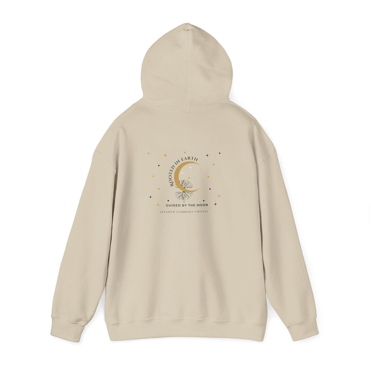 Celestial Moon & Star Hoodie — 'Levanah Starroot' Elegant Astrology Sweatshirt