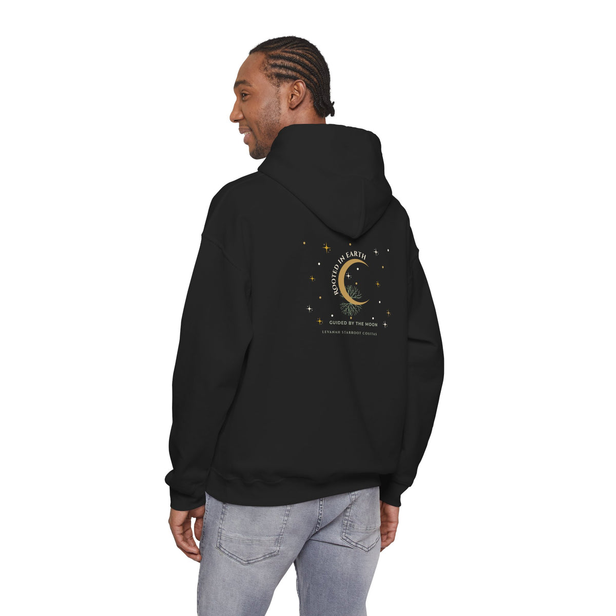 Celestial Moon Hoodie — 'Levanah Starrot' Crescent Moon Graphic Hoodie