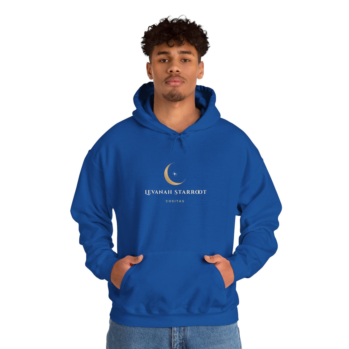 Celestial Moon Hoodie — 'Levanah Starrot' Crescent Moon Graphic Hoodie