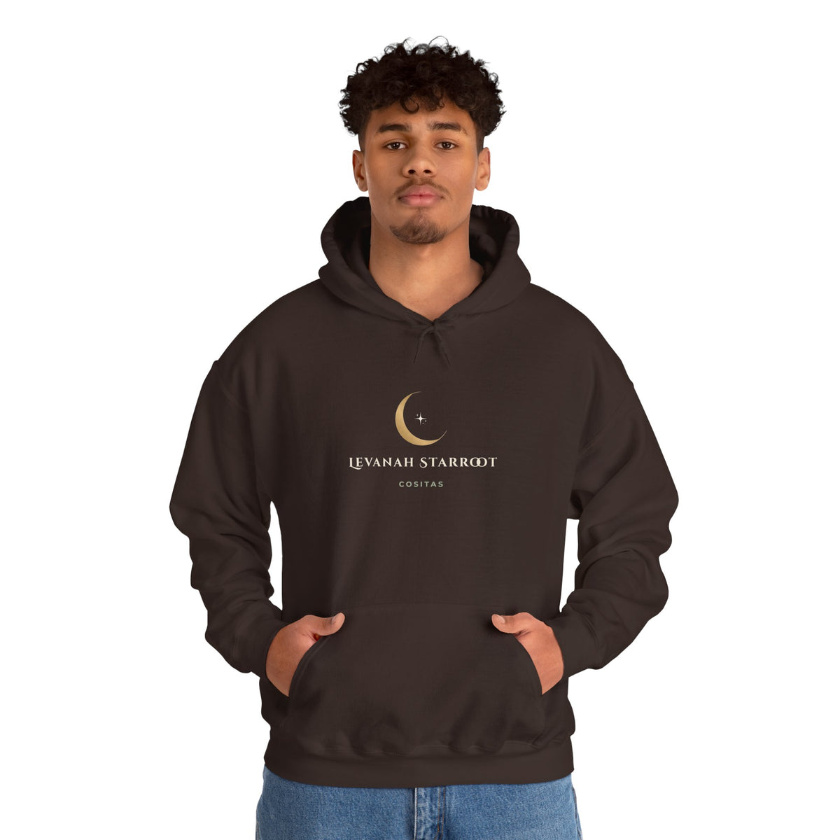 Celestial Moon Hoodie — 'Levanah Starrot' Crescent Moon Graphic Hoodie