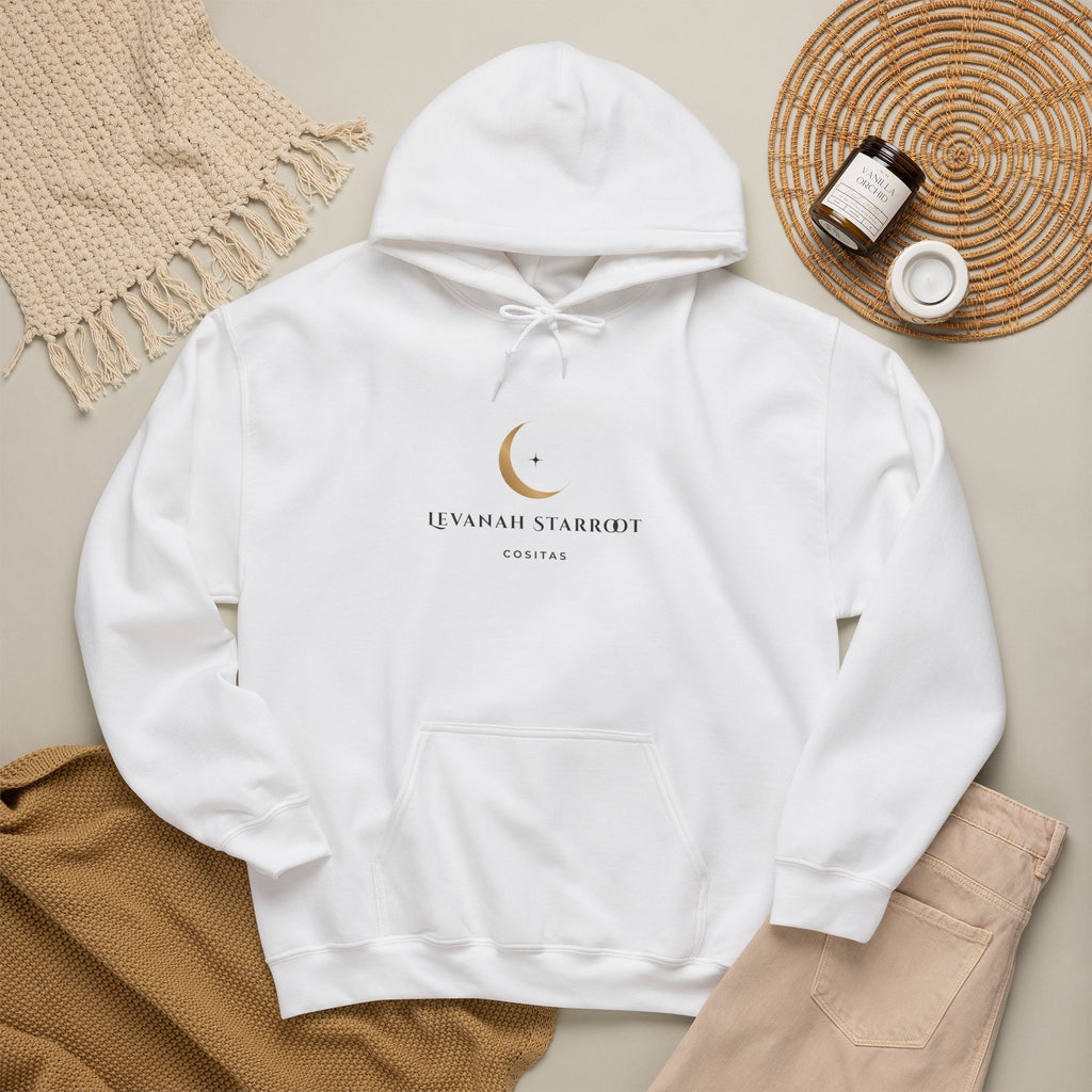 Celestial Moon & Star Hoodie — 'Levanah Starroot' Elegant Astrology Sweatshirt