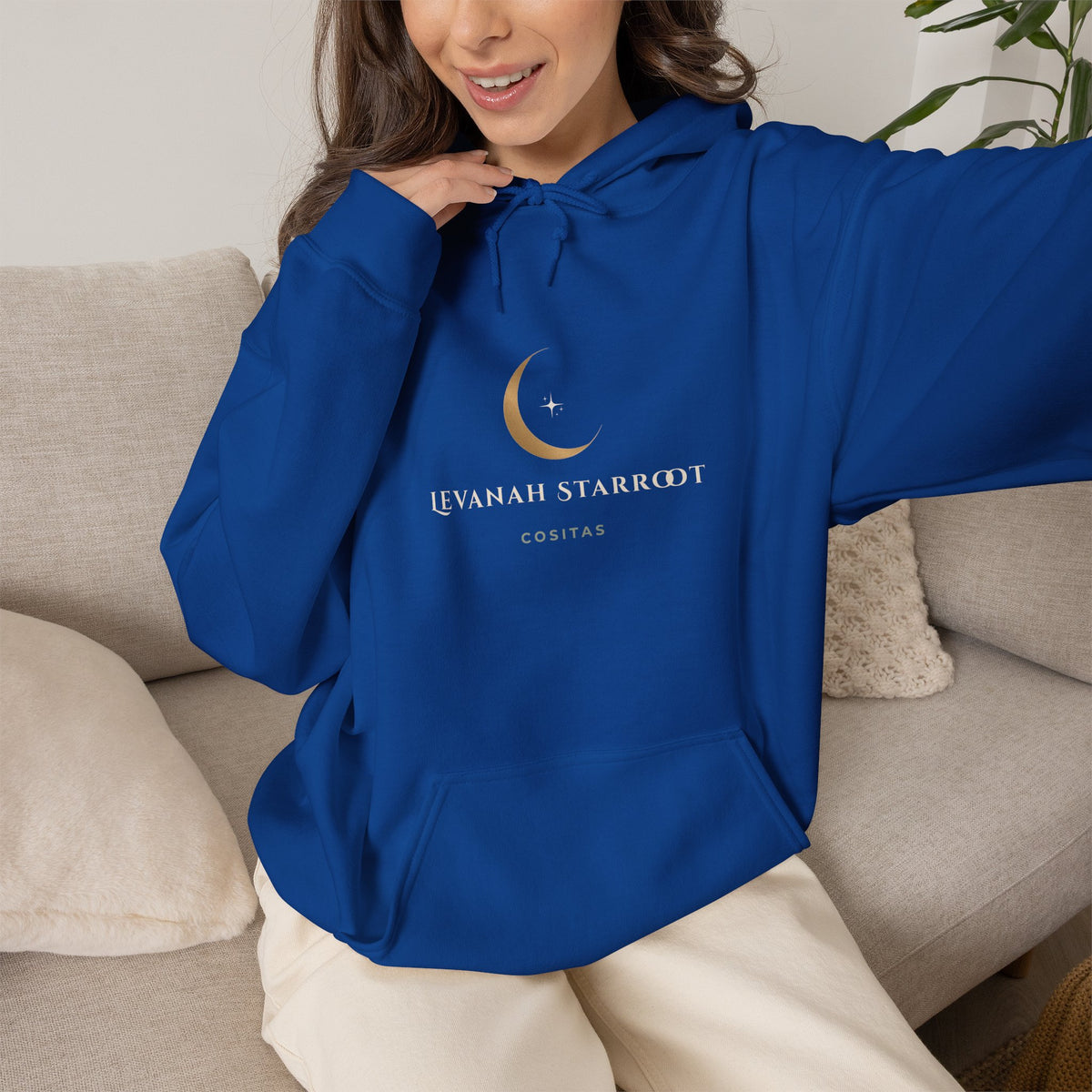Celestial Moon Hoodie — 'Levanah Starrot' Crescent Moon Graphic Hoodie