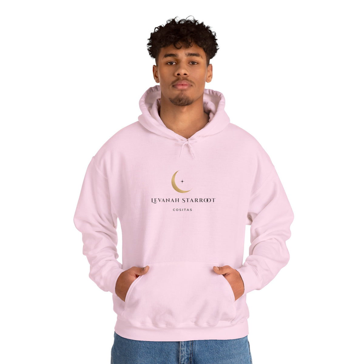 Celestial Moon & Star Hoodie — 'Levanah Starroot' Elegant Astrology Sweatshirt