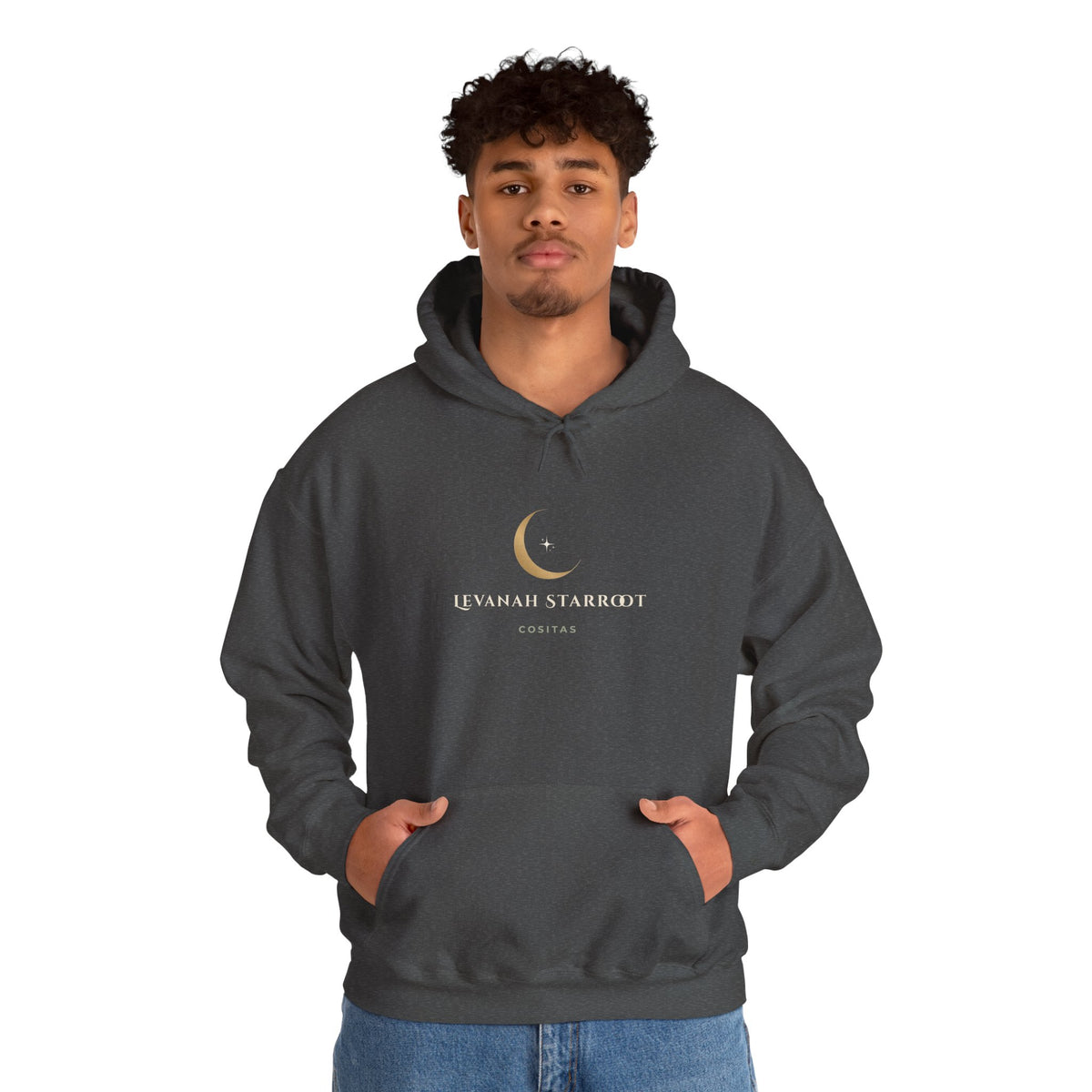 Celestial Moon Hoodie — 'Levanah Starrot' Crescent Moon Graphic Hoodie