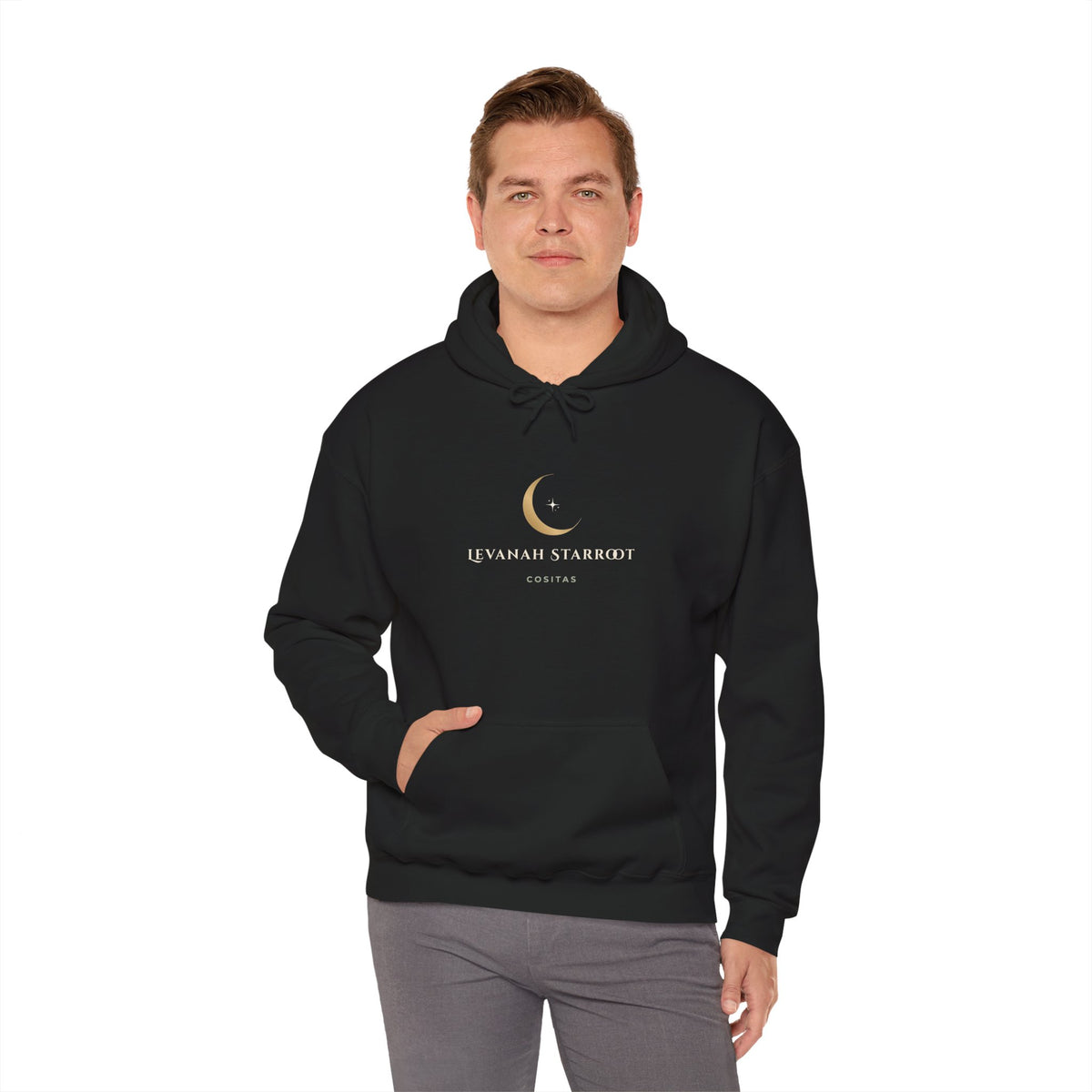 Celestial Moon Hoodie — 'Levanah Starrot' Crescent Moon Graphic Hoodie