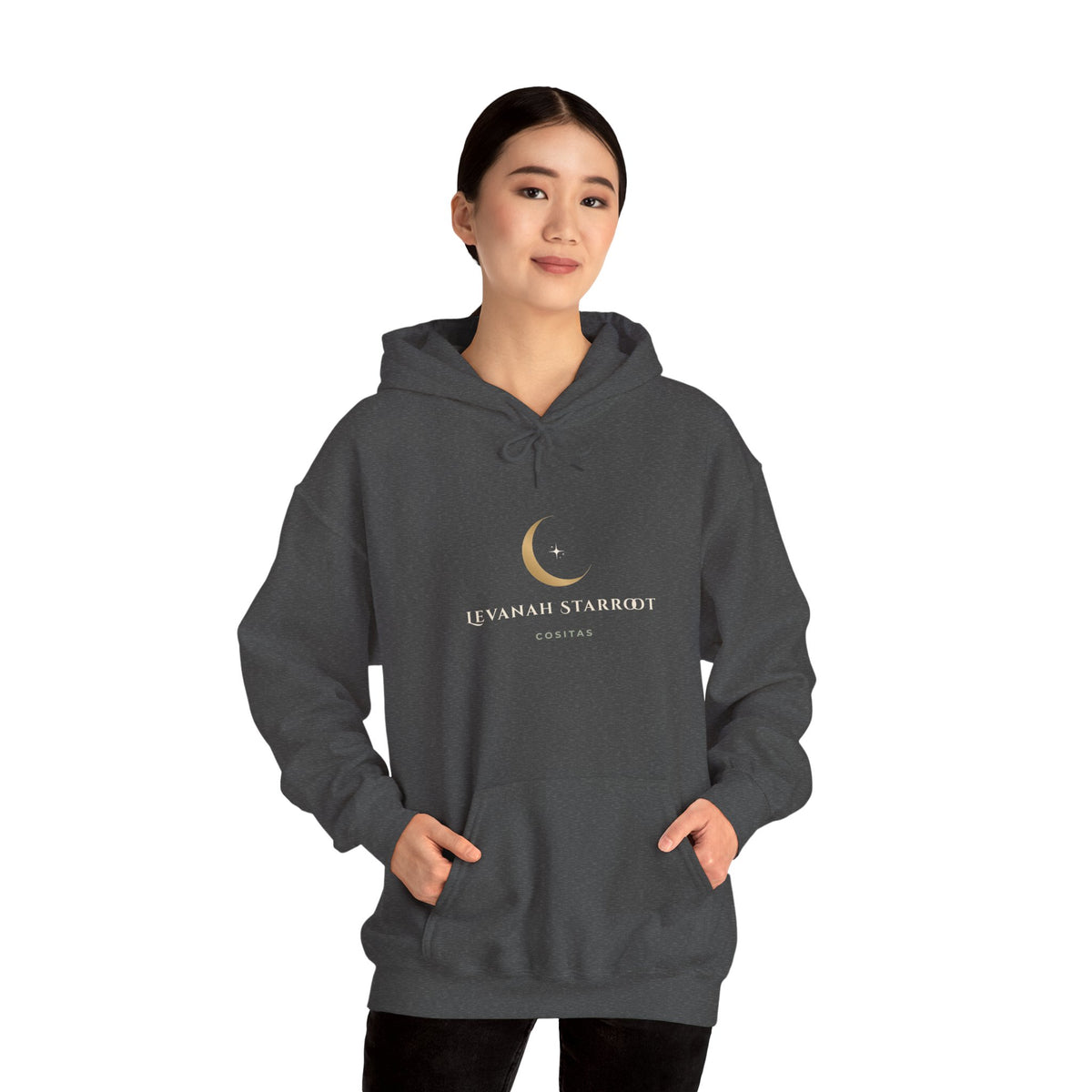 Celestial Moon Hoodie — 'Levanah Starrot' Crescent Moon Graphic Hoodie