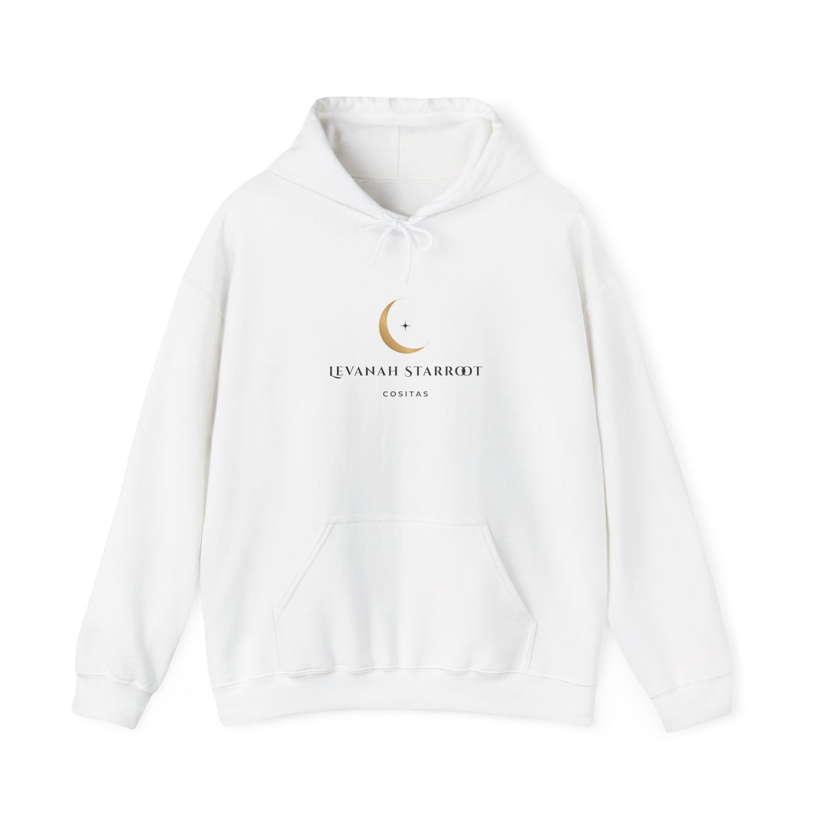 Celestial Moon & Star Hoodie — 'Levanah Starroot' Elegant Astrology Sweatshirt