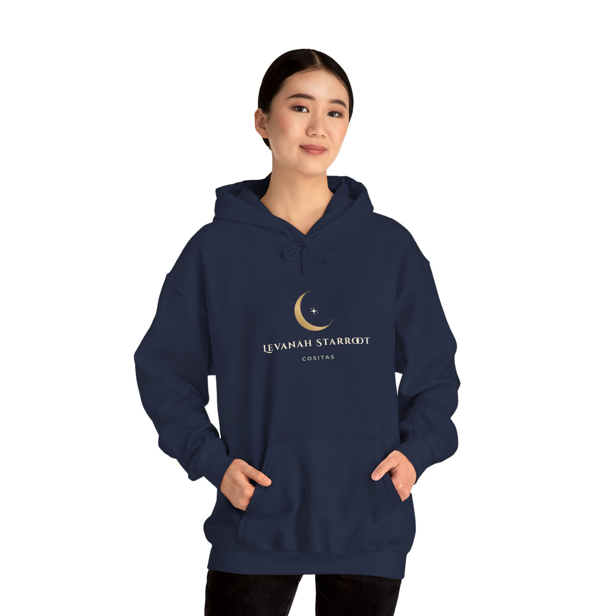 Celestial Moon Hoodie — 'Levanah Starrot' Crescent Moon Graphic Hoodie
