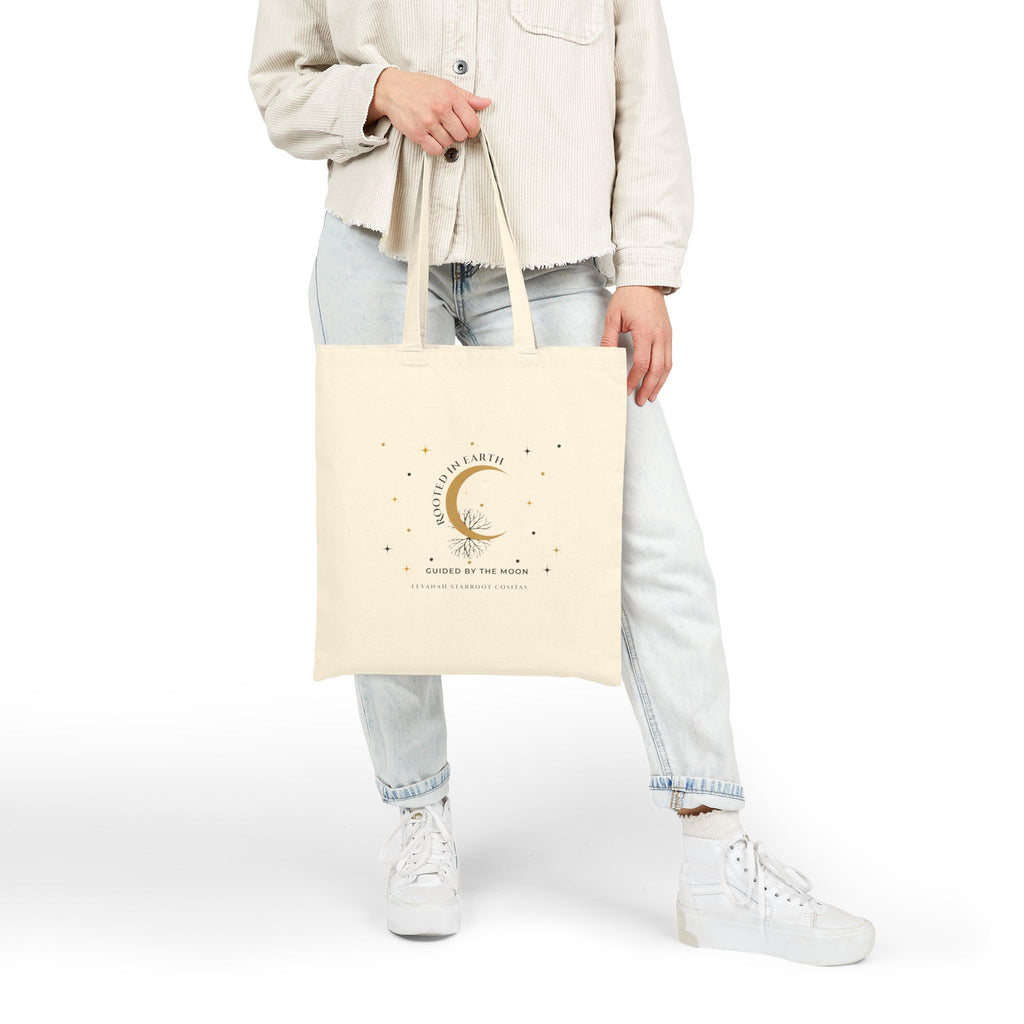 Moon Crest Cotton Tote—Minimal Celestial Canvas Bag with Crescent Moon Design