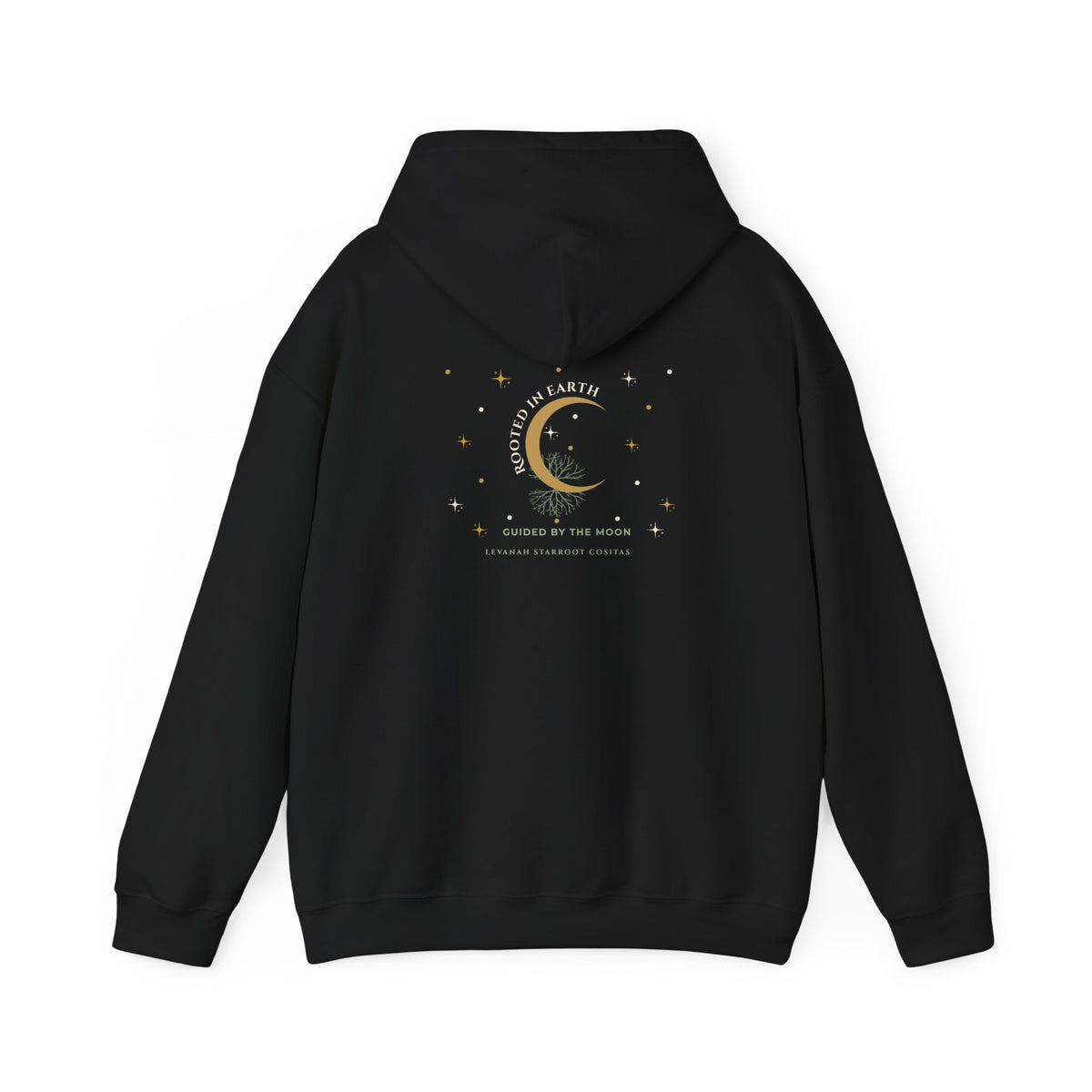 Celestial Moon Hoodie — 'Levanah Starrot' Crescent Moon Graphic Hoodie