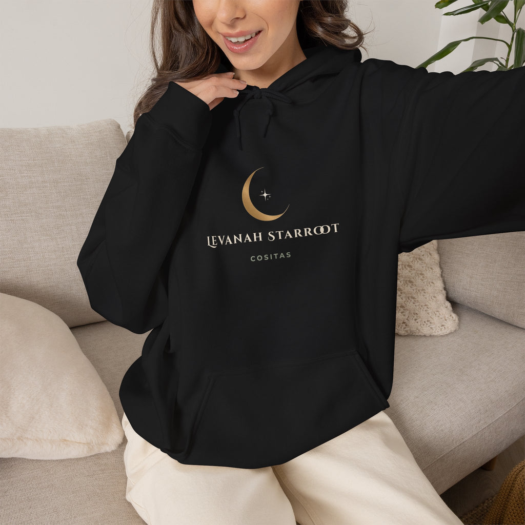 Celestial Moon Hoodie — 'Levanah Starrot' Crescent Moon Graphic Hoodie