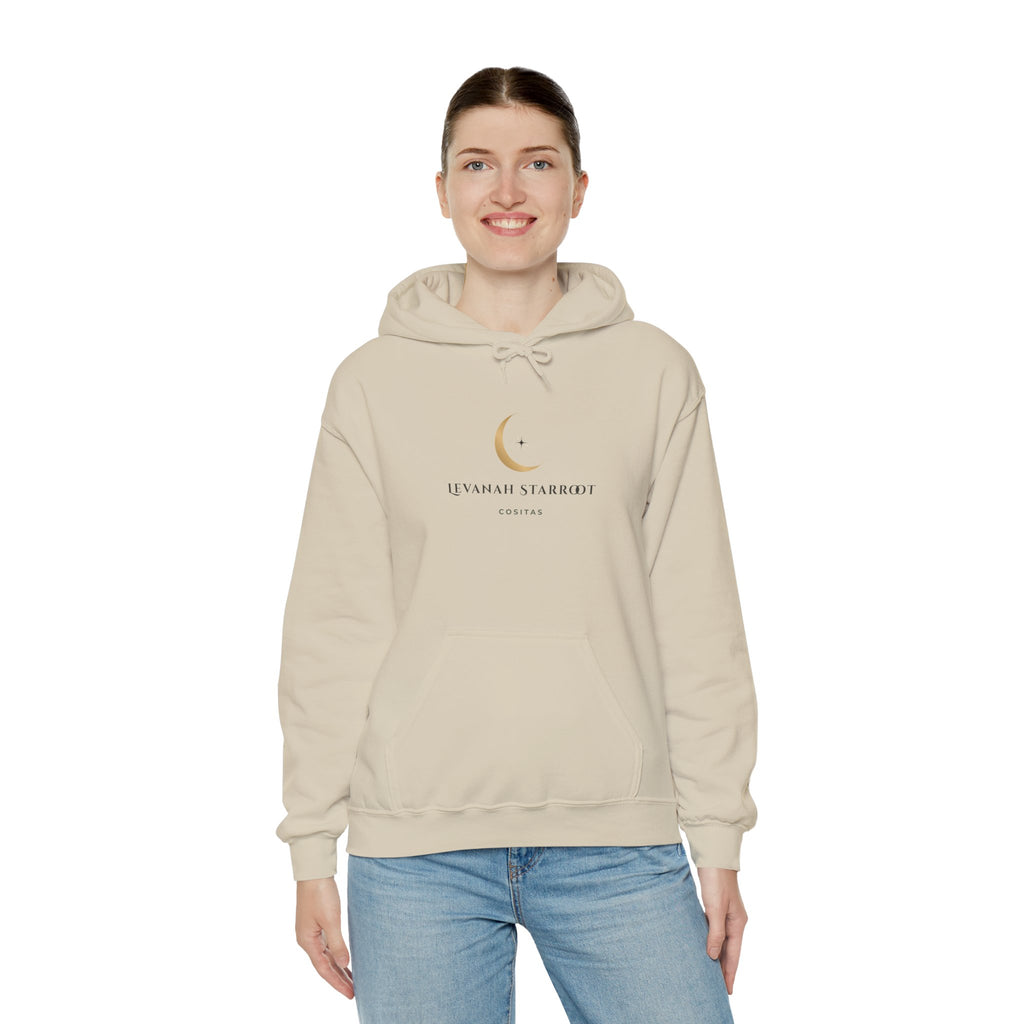 Celestial Moon & Star Hoodie — 'Levanah Starroot' Elegant Astrology Sweatshirt
