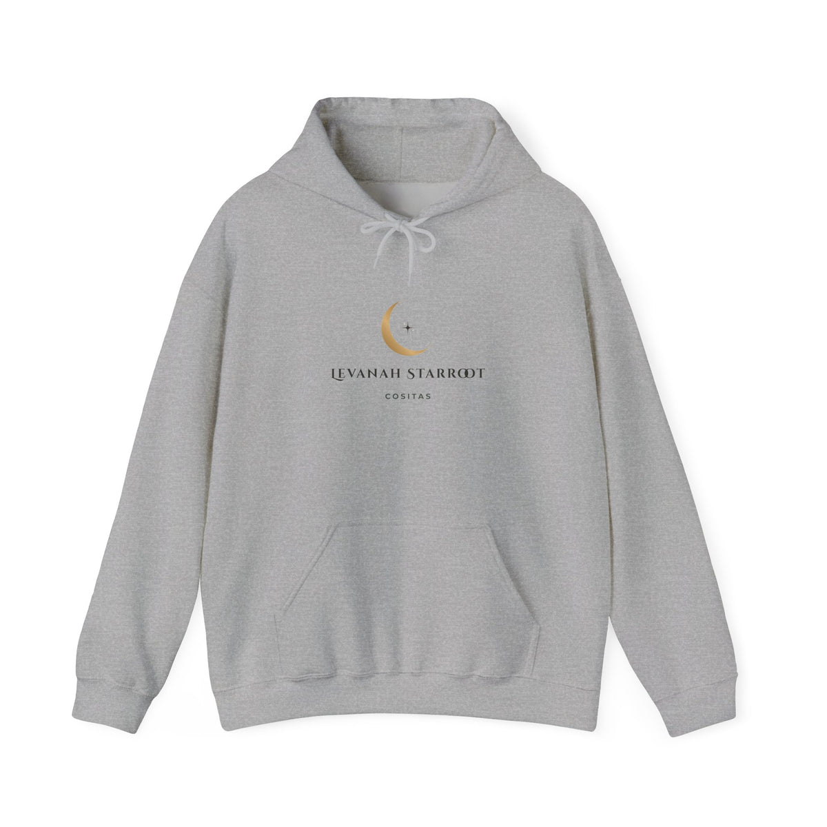 Celestial Moon & Star Hoodie — 'Levanah Starroot' Elegant Astrology Sweatshirt
