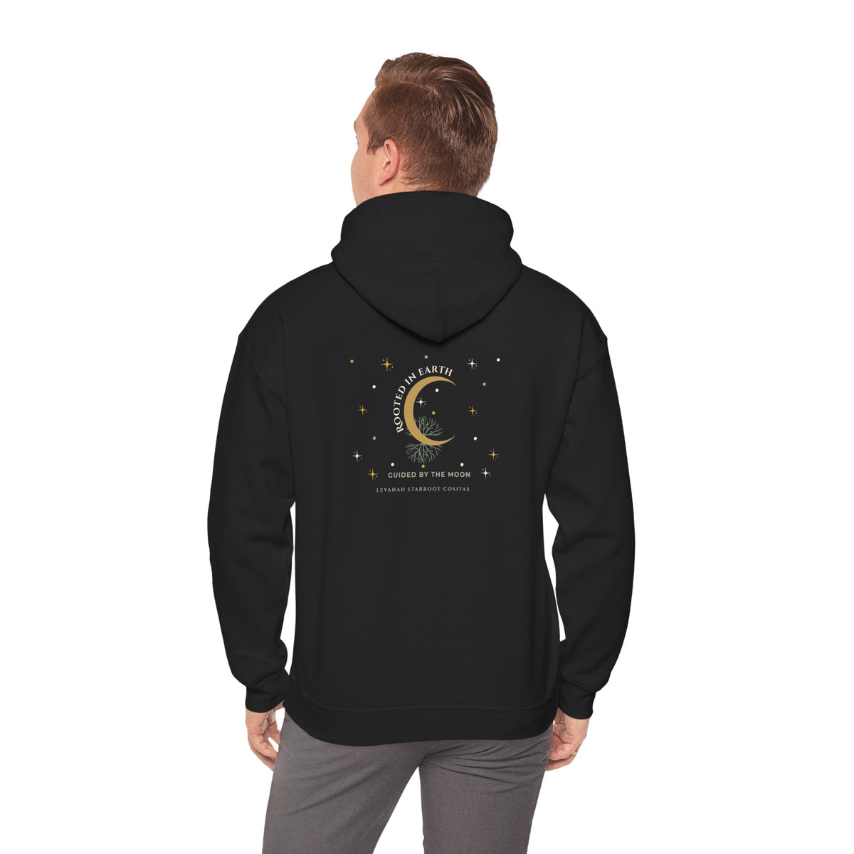 Celestial Moon Hoodie — 'Levanah Starrot' Crescent Moon Graphic Hoodie