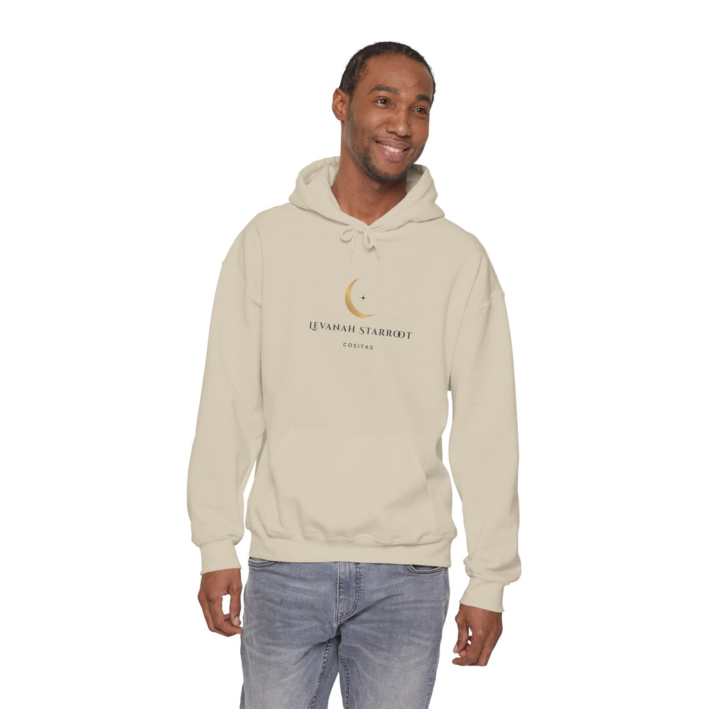 Celestial Moon & Star Hoodie — 'Levanah Starroot' Elegant Astrology Sweatshirt
