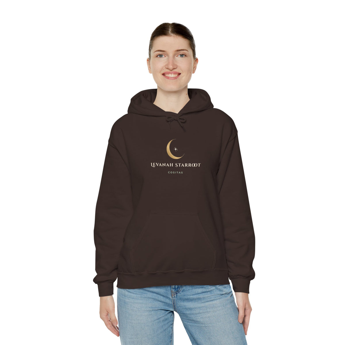 Celestial Moon Hoodie — 'Levanah Starrot' Crescent Moon Graphic Hoodie