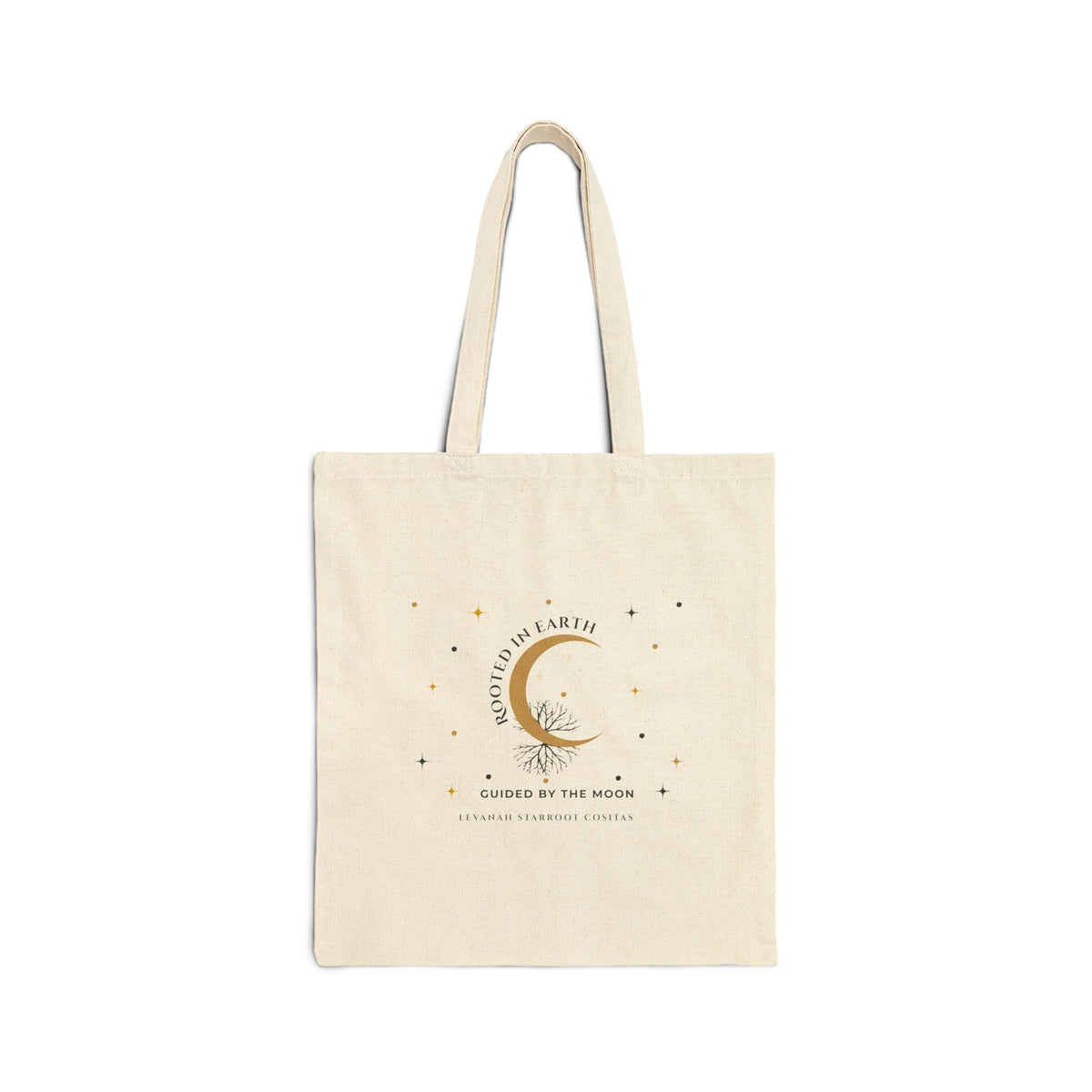 Moon Crest Cotton Tote—Minimal Celestial Canvas Bag with Crescent Moon Design