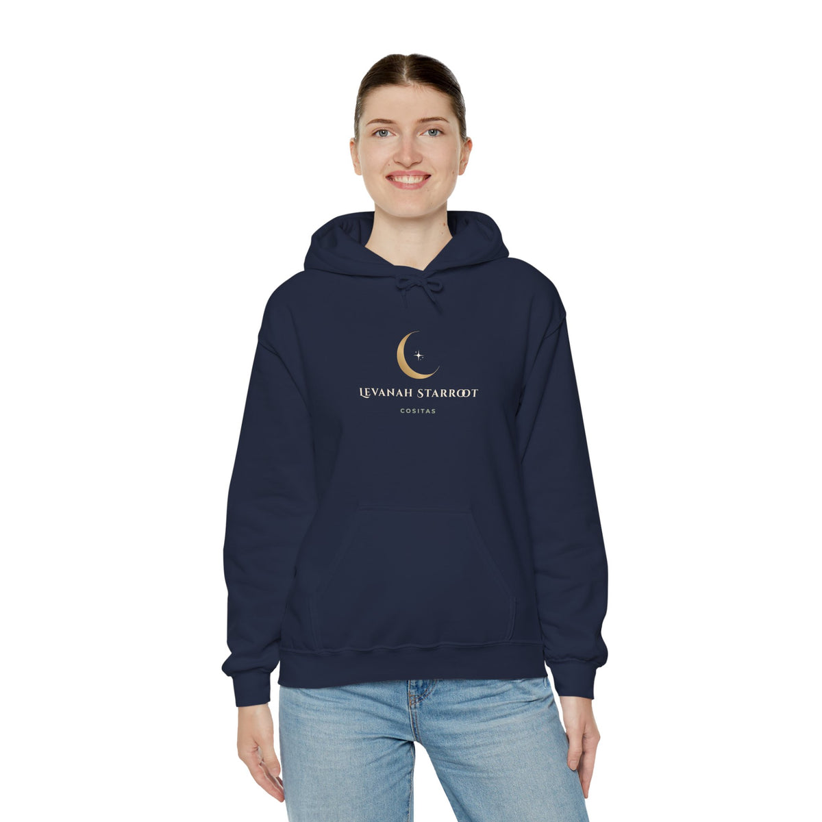 Celestial Moon Hoodie — 'Levanah Starrot' Crescent Moon Graphic Hoodie