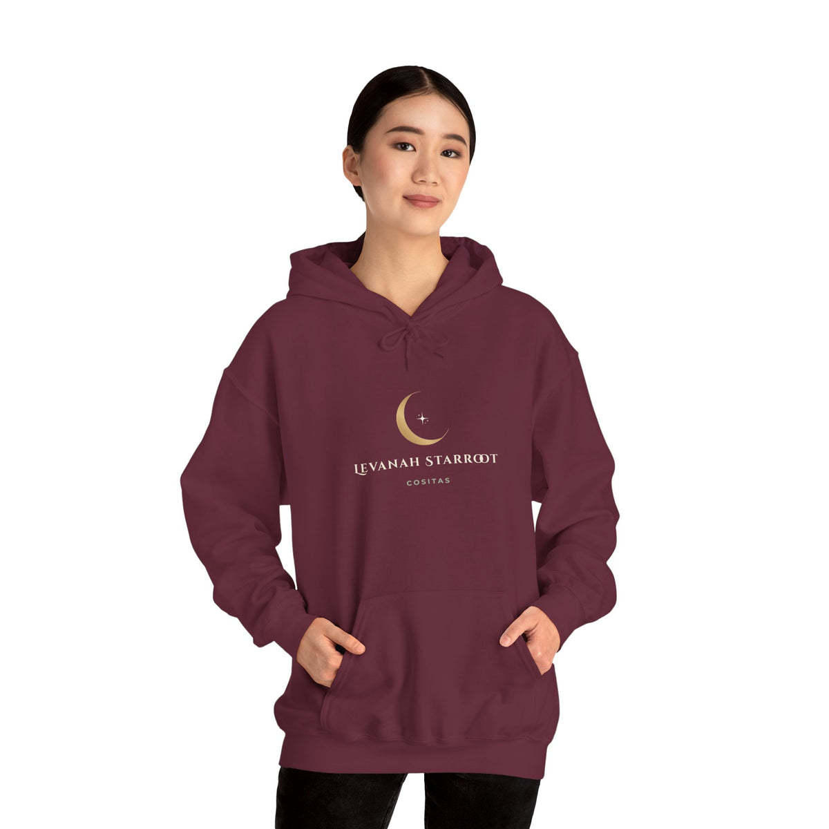 Celestial Moon Hoodie — 'Levanah Starrot' Crescent Moon Graphic Hoodie