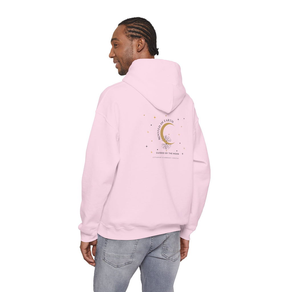 Celestial Moon & Star Hoodie — 'Levanah Starroot' Elegant Astrology Sweatshirt