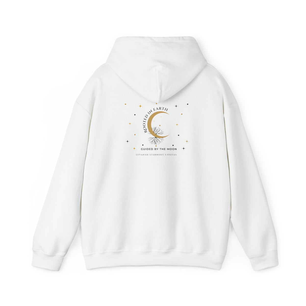 Celestial Moon & Star Hoodie — 'Levanah Starroot' Elegant Astrology Sweatshirt