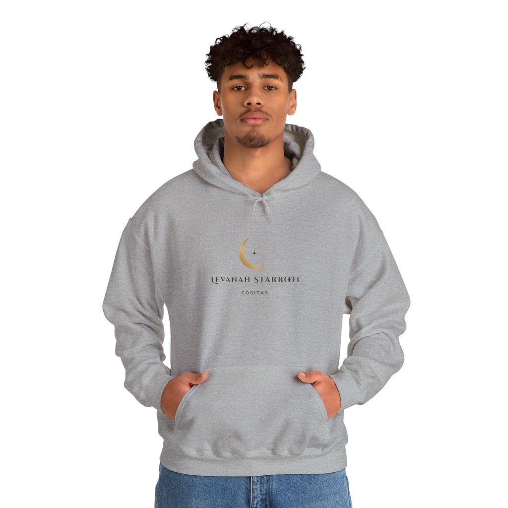 Celestial Moon & Star Hoodie — 'Levanah Starroot' Elegant Astrology Sweatshirt