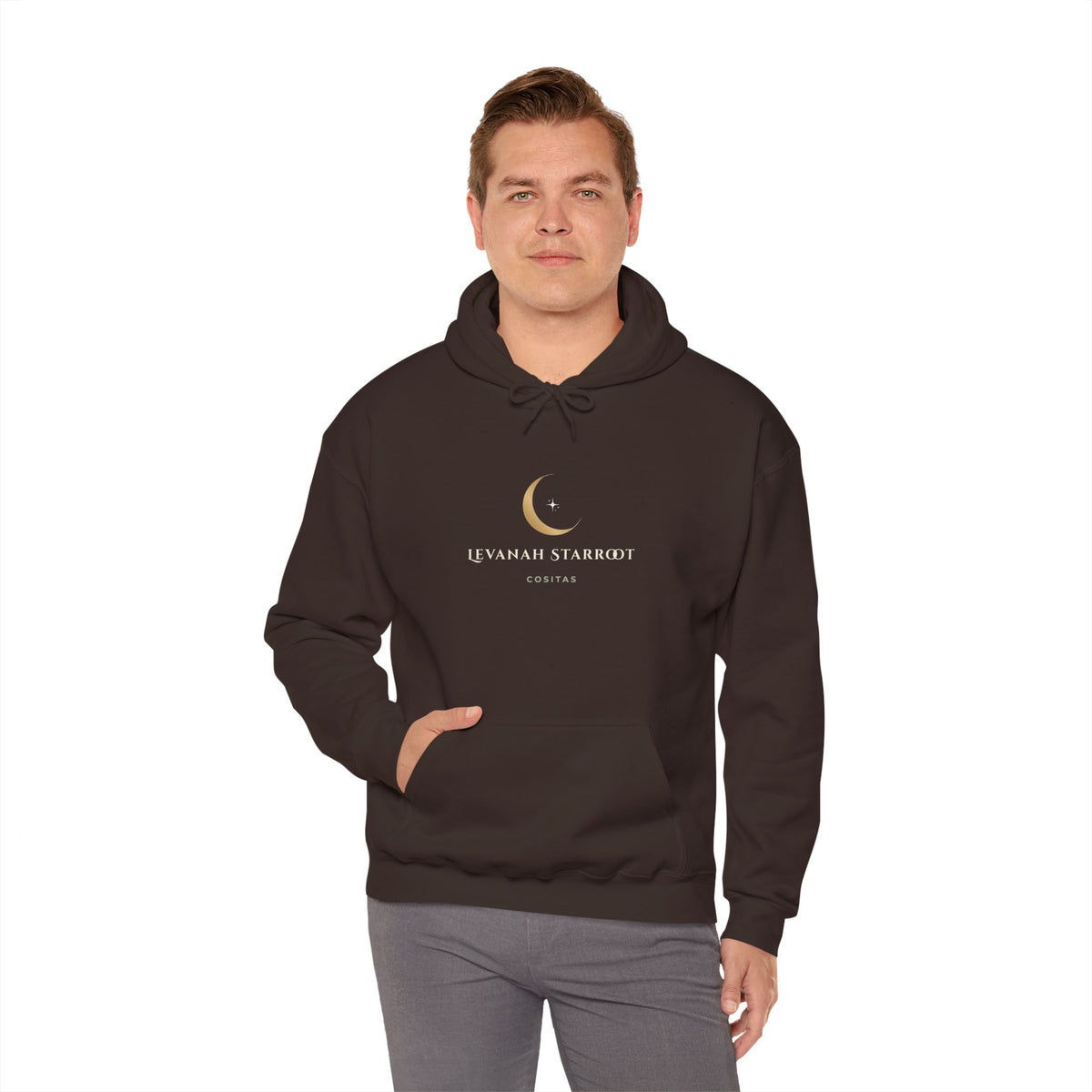 Celestial Moon Hoodie — 'Levanah Starrot' Crescent Moon Graphic Hoodie