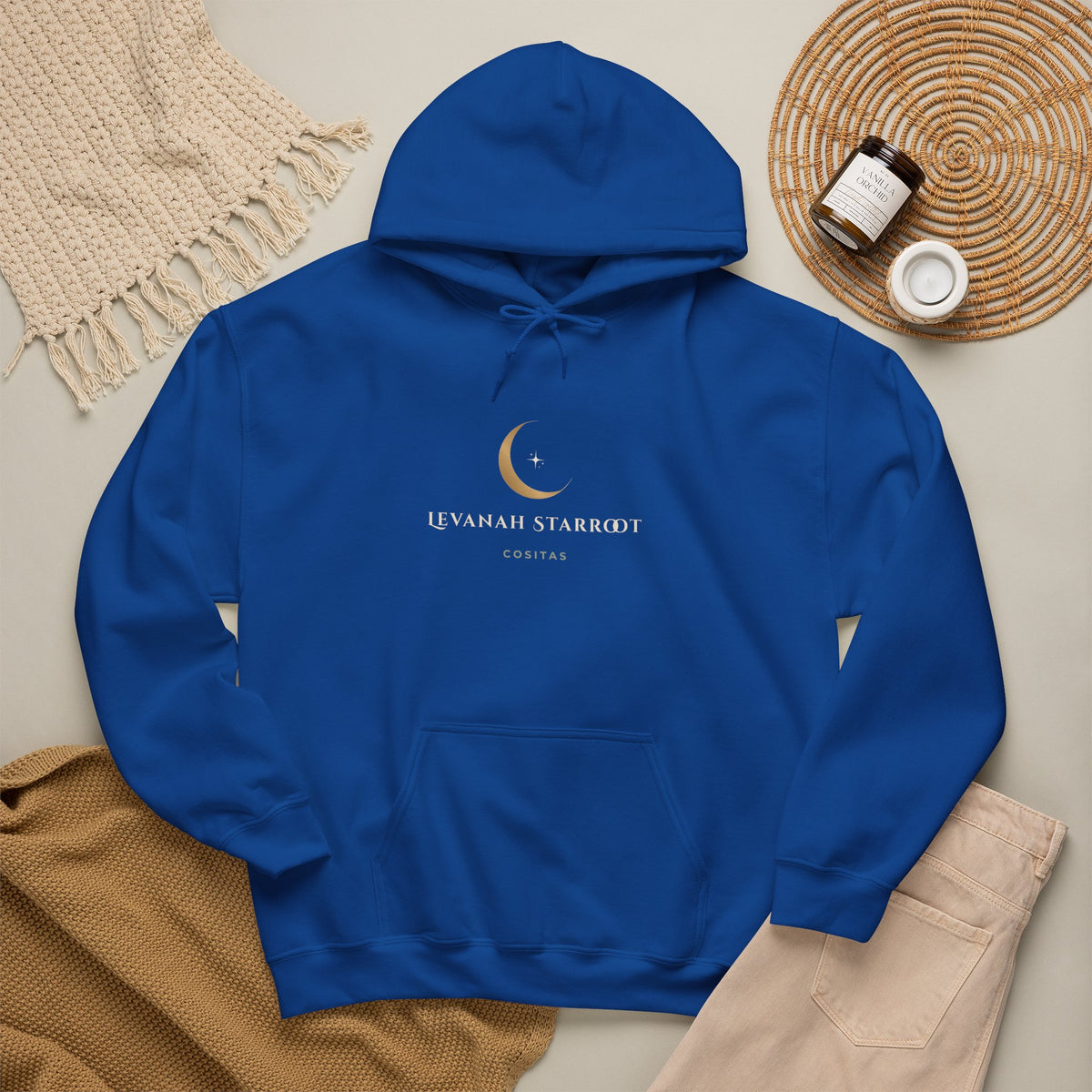 Celestial Moon Hoodie — 'Levanah Starrot' Crescent Moon Graphic Hoodie