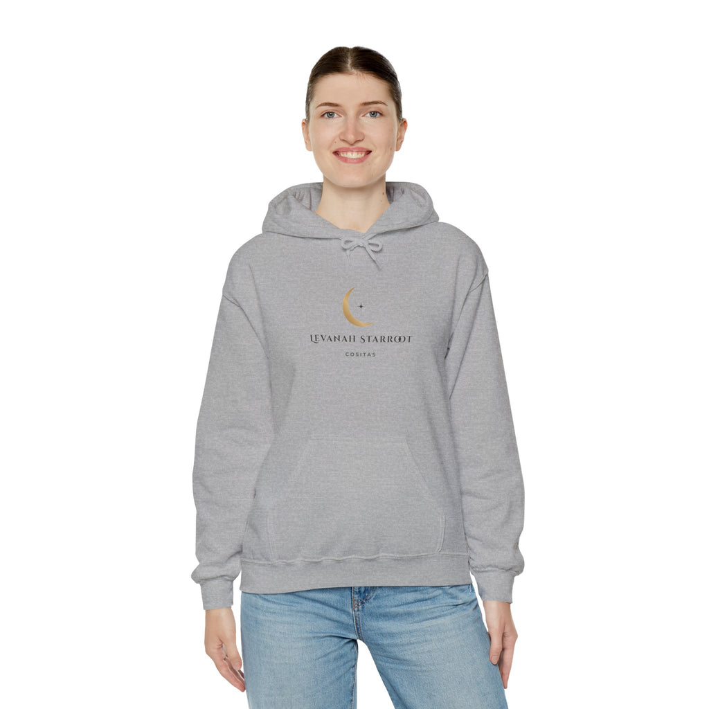Celestial Moon & Star Hoodie — 'Levanah Starroot' Elegant Astrology Sweatshirt