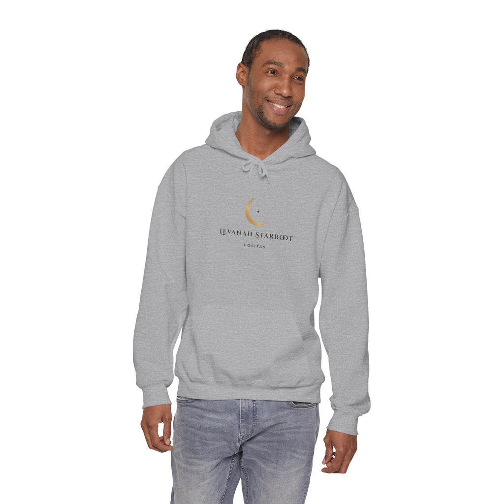 Celestial Moon & Star Hoodie — 'Levanah Starroot' Elegant Astrology Sweatshirt