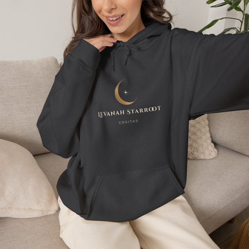 Celestial Moon Hoodie — 'Levanah Starrot' Crescent Moon Graphic Hoodie