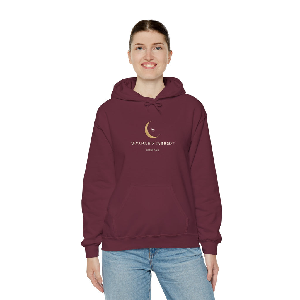 Celestial Moon Hoodie — 'Levanah Starrot' Crescent Moon Graphic Hoodie
