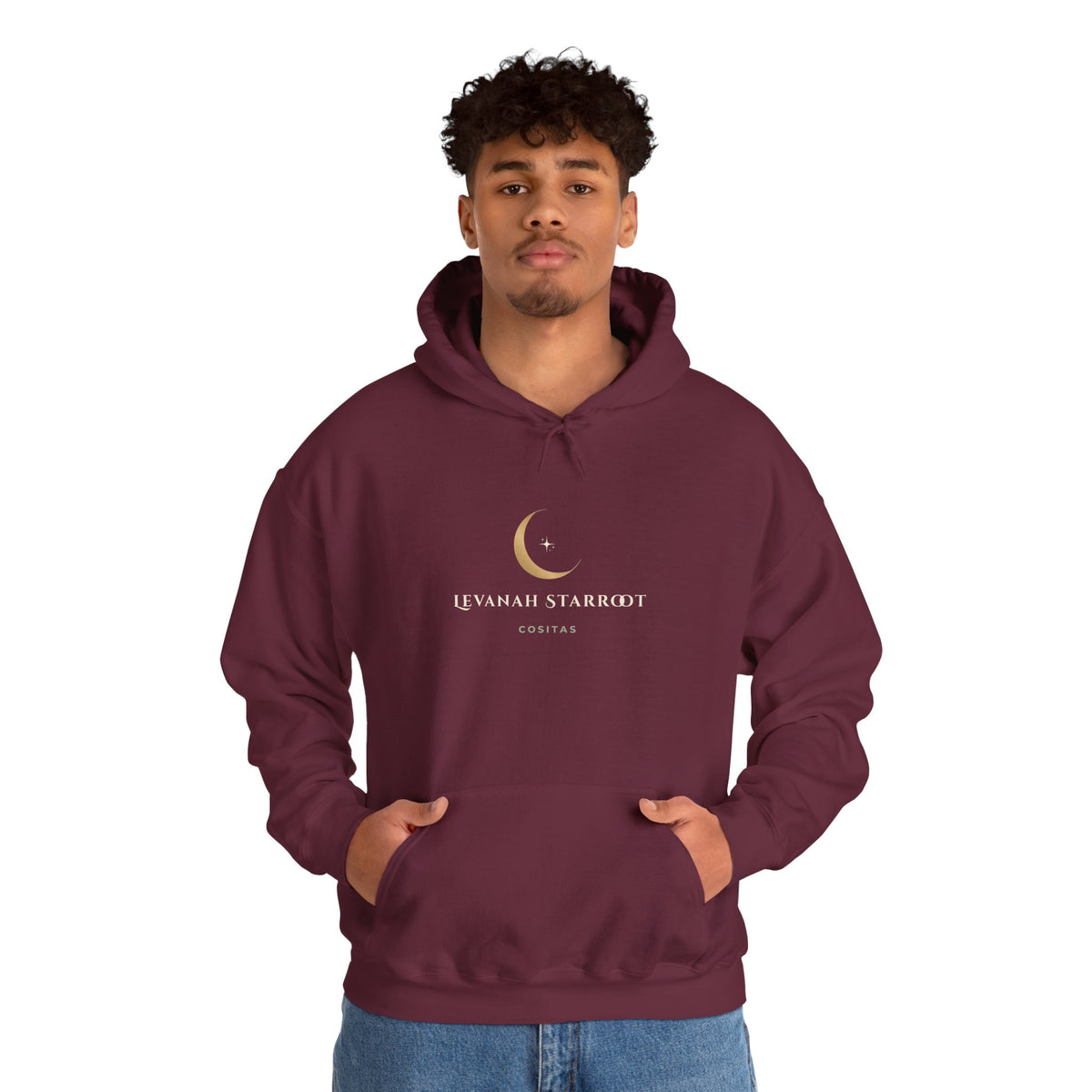 Celestial Moon Hoodie — 'Levanah Starrot' Crescent Moon Graphic Hoodie