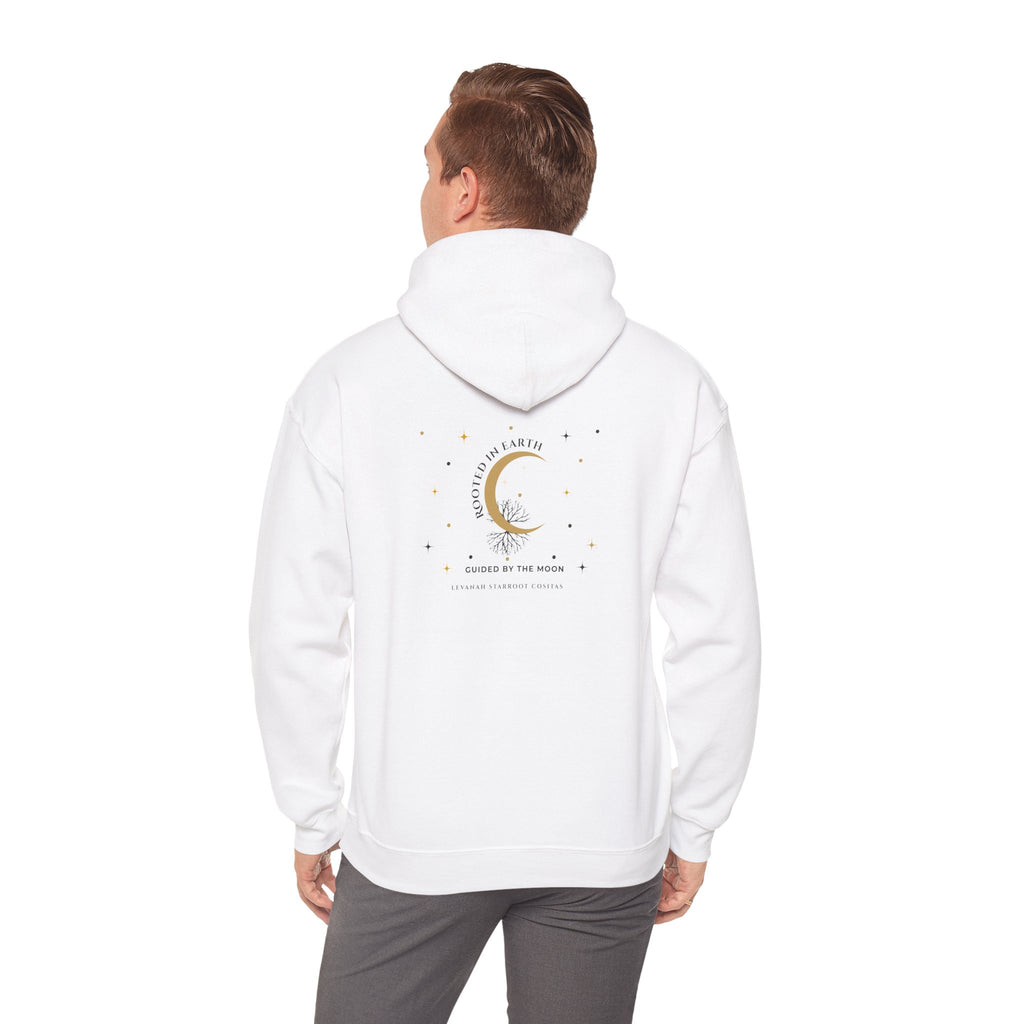 Celestial Moon & Star Hoodie — 'Levanah Starroot' Elegant Astrology Sweatshirt