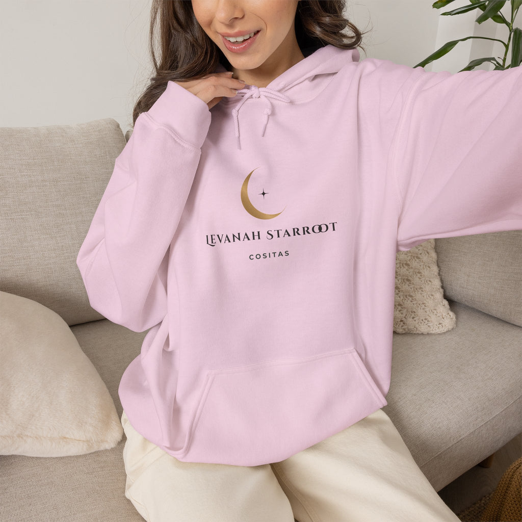 Celestial Moon & Star Hoodie — 'Levanah Starroot' Elegant Astrology Sweatshirt