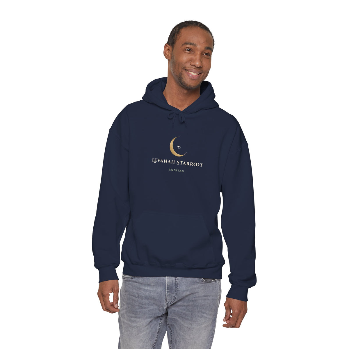 Celestial Moon Hoodie — 'Levanah Starrot' Crescent Moon Graphic Hoodie